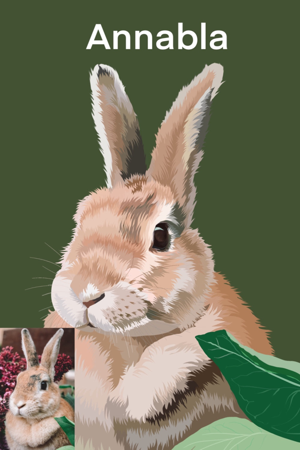 Rabbit in oil painting style with green background