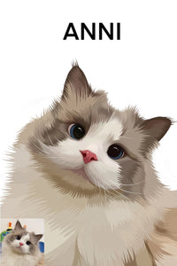 Ragdoll cat in oil painting style with white background