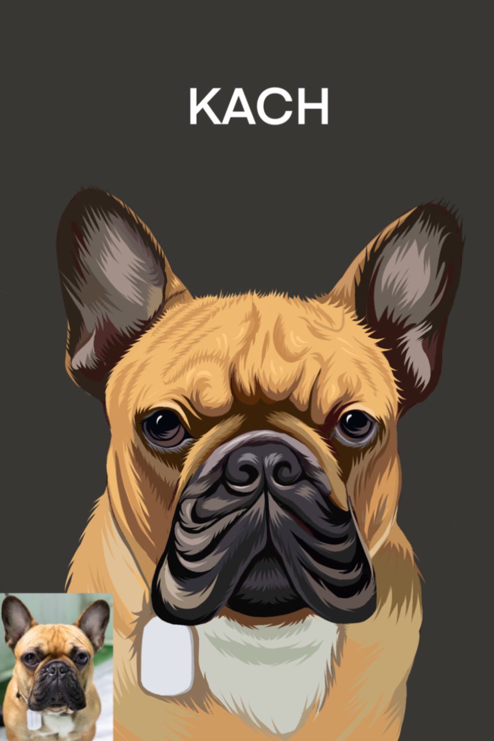 French bulldog in oil painting style with grey background